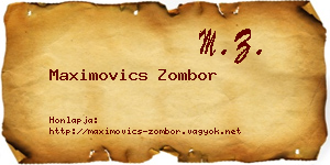 Maximovics Zombor névjegykártya